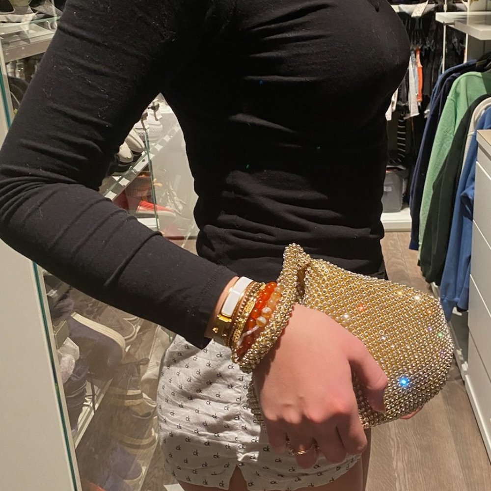 Black or tan triangle bling glitter purse